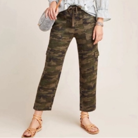 Anthropologie Pants - Anthropologie x Sanctuary | Discoverer Linen Cargo Camouflage Capri Pant